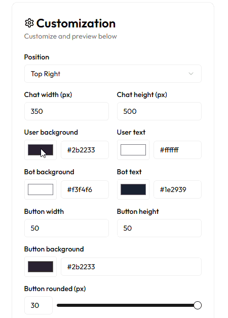 Customize chatbot GIF